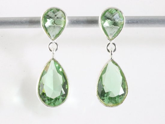 Zilveren oorstekers met groene amethist afbeelding 4