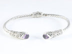 Traditionele bewerkte zilveren klemarmband met amethist afbeelding 1