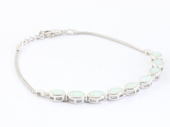 Hoogglans zilveren armband met welo opaal afbeelding 2