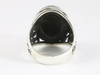 Zware bewerkte zilveren ring met onyx afbeelding 3