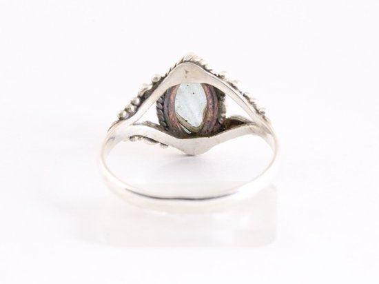 Fijne bewerkte zilveren ring met aquamarijn afbeelding 3