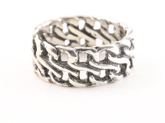 Zware opengewerkte zilveren ring afbeelding 1