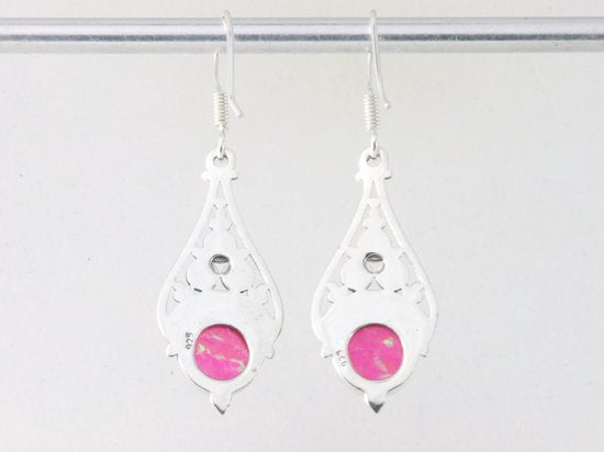 Opengewerkte zilveren oorbellen met roze opaal afbeelding 2