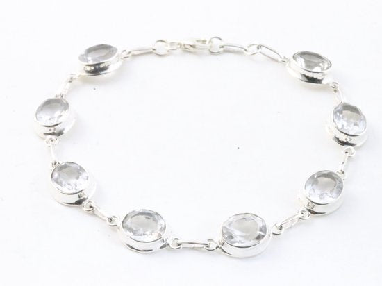 Hoogglans zilveren armband met bergkristal afbeelding 1