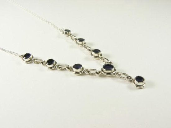 Fijne zilveren ketting met ioliet afbeelding 3