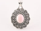 Bewerkte zilveren hanger met roze opaal afbeelding 1
