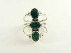 Opengewerkte zilveren ring met 3 smaragd stenen afbeelding 4