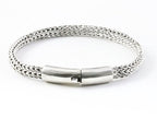 Gevlochten zilveren armband met kliksluiting afbeelding 1