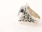 Bewerkte zilveren ring met blauwe abalone schelp afbeelding 2