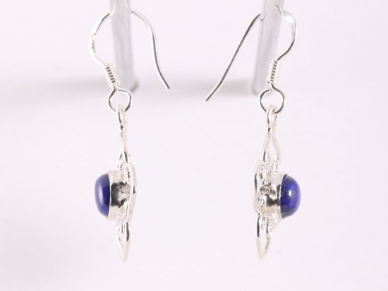 Fijne opengewerkte zilveren oorbellen met lapis lazuli afbeelding 2