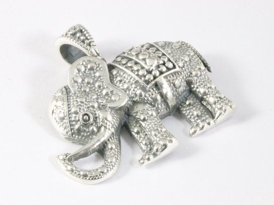 Bewerkte zilveren olifant hanger afbeelding 2