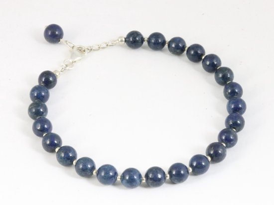Armband van lapis lazuli en zilveren kralen afbeelding 1