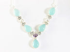 Zilveren ketting met aqua chalcedoon, amethist en parel afbeelding 4