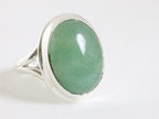 Ovale hoogglans zilveren ring met jade afbeelding 1