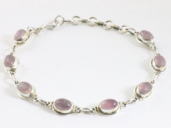 Zilveren armband met rozenkwarts afbeelding 1