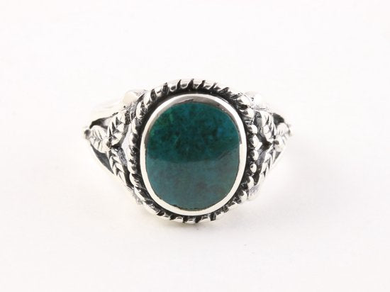 Bewerkte zilveren ring met chrysocolla afbeelding 4