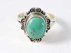 Bewerkte zilveren ring met Tibetaanse groene turkoois afbeelding 4