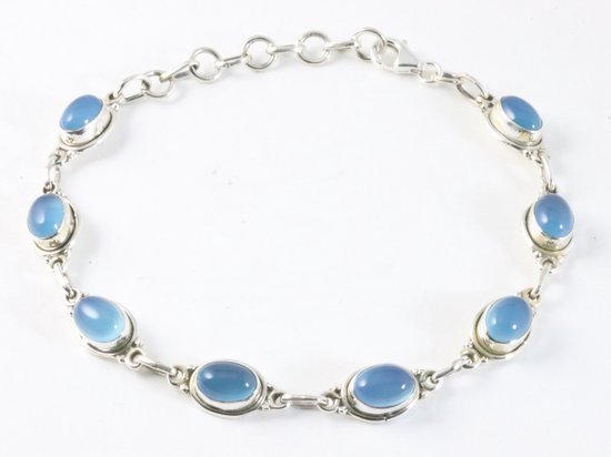 Zilveren armband met blauwe chalcedoon afbeelding 1