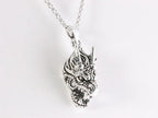 Zilveren drakenkop hanger aan jasseron ketting afbeelding 5