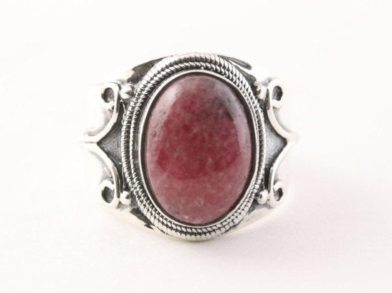 Bewerkte zilveren ring met rhodoniet afbeelding 4