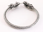 Zware zilveren snake armband met drakenkoppen afbeelding 1