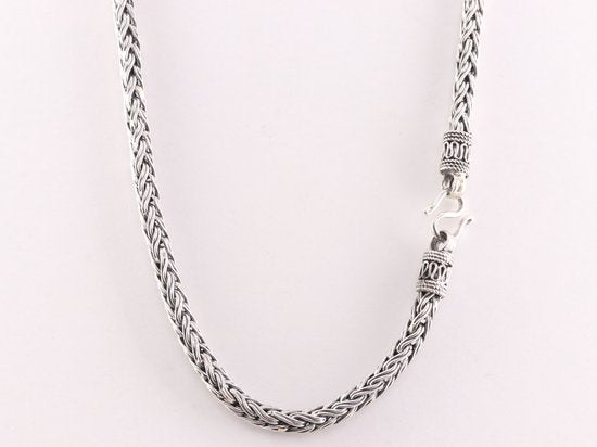 Traditionele zware zilveren vossenstaart ketting met Balinese sluiting afbeelding 1