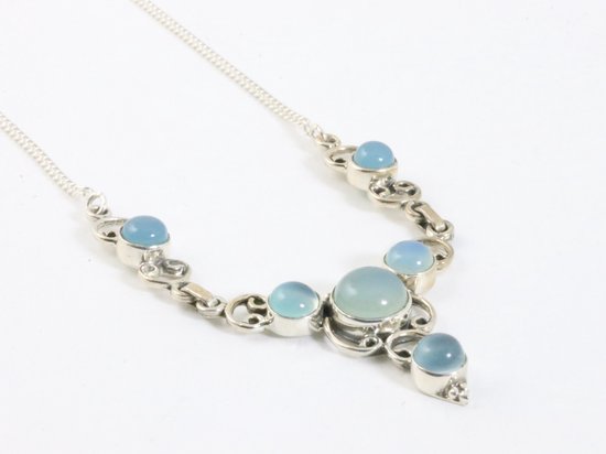 Zilveren ketting met aqua chalcedoon afbeelding 2
