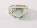 Opengewerkte zilveren ring met aqua chalcedoon afbeelding 2