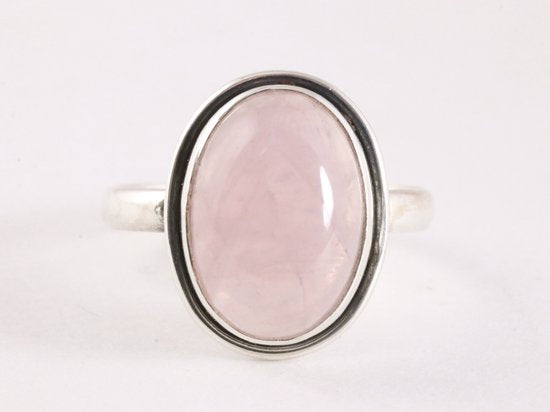 Ovale zilveren ring met rozenkwarts afbeelding 4