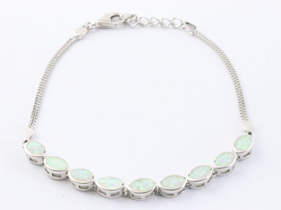 Hoogglans zilveren armband met welo opaal afbeelding 1