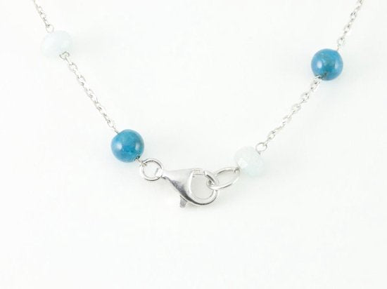 Lange zilveren ketting met apatiet en tanzaniet afbeelding 5