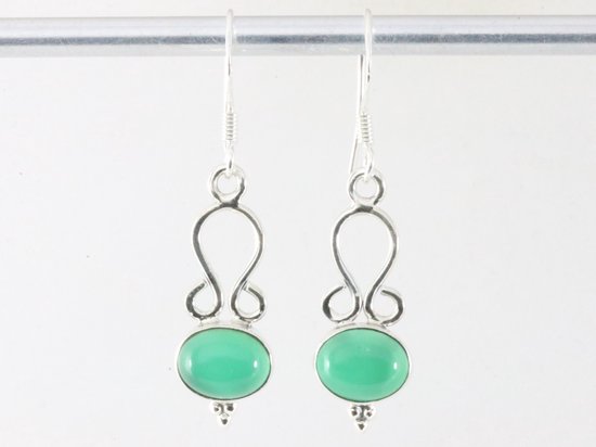 Fijne opengewerkte zilveren oorbellen met jade afbeelding 4