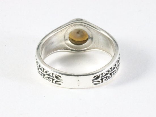 Bewerkte zilveren ring met parel afbeelding 3