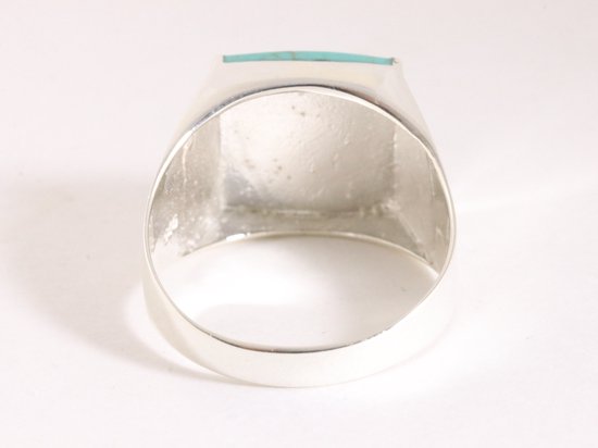 Zilveren zegelring met groene turkoois afbeelding 3