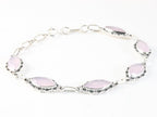 Bewerkte zilveren armband met rozenkwarts afbeelding 2