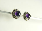 Bewerkte zilveren oorstekers met amethist afbeelding 3