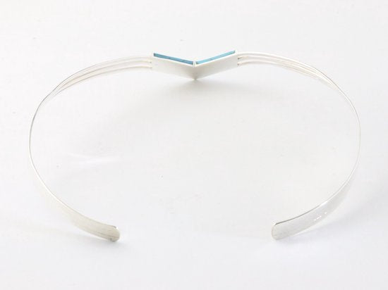 Opengewerkte zilveren spang met blauwe turkoois afbeelding 2