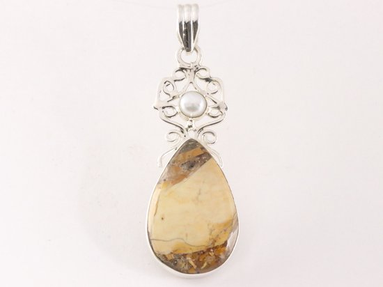 Zilveren hanger met mookaiet en parel afbeelding 1