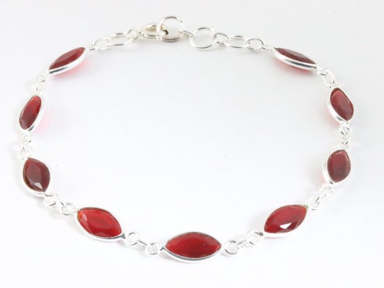 Fijne zilveren armband met granaat afbeelding 1