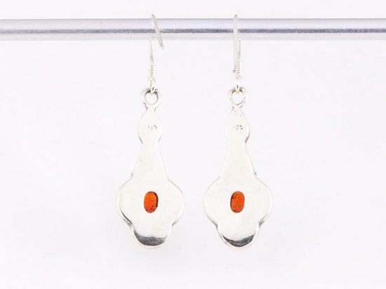 Zilveren oorbellen met carneool en marcasiet afbeelding 3