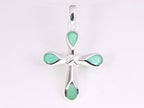 Hoogglans zilveren kruishanger met groene agaat afbeelding 4