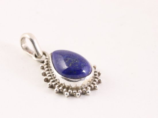 Fijne bewerkte druppelvormige zilveren hanger met lapis lazuli afbeelding 2