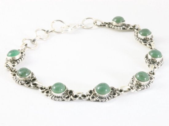 Bewerkte zilveren armband met groene aventurijn afbeelding 2