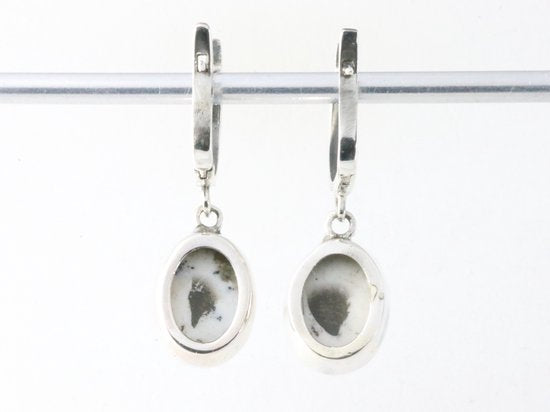 Hoogglans zilveren oorbellen met dendriet opaal afbeelding 2