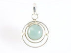 Ronde opengewerkte zilveren hanger met aquamarijn afbeelding 4