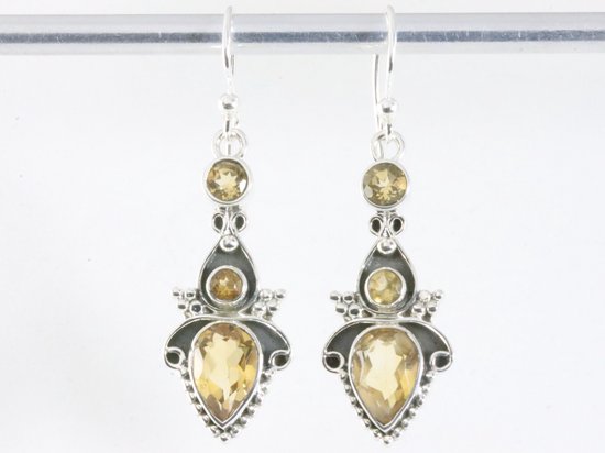 Bewerkte zilveren oorbellen met citrien afbeelding 4