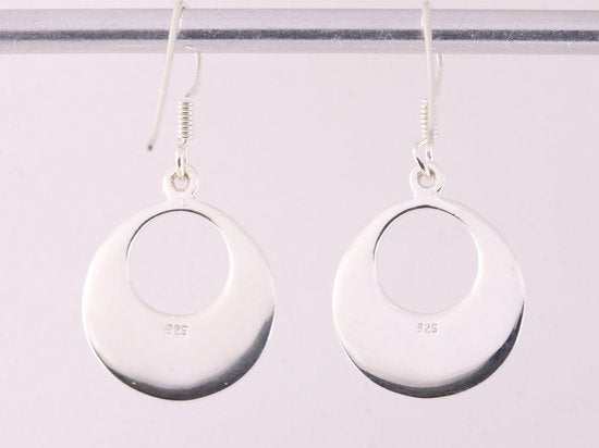 Ronde zilveren oorbellen met lapis lazuli afbeelding 3