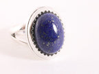 Bewerkte zilveren ring met lapis lazuli afbeelding 1