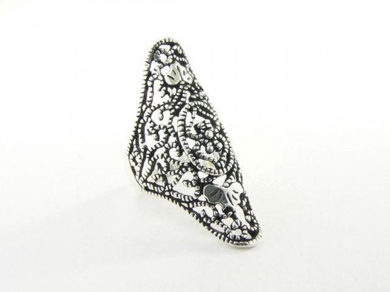 Langwerpige opengewerkte zilveren ring afbeelding 4