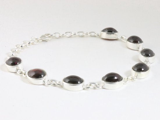 Hoogglans zilveren armband met granaat afbeelding 2